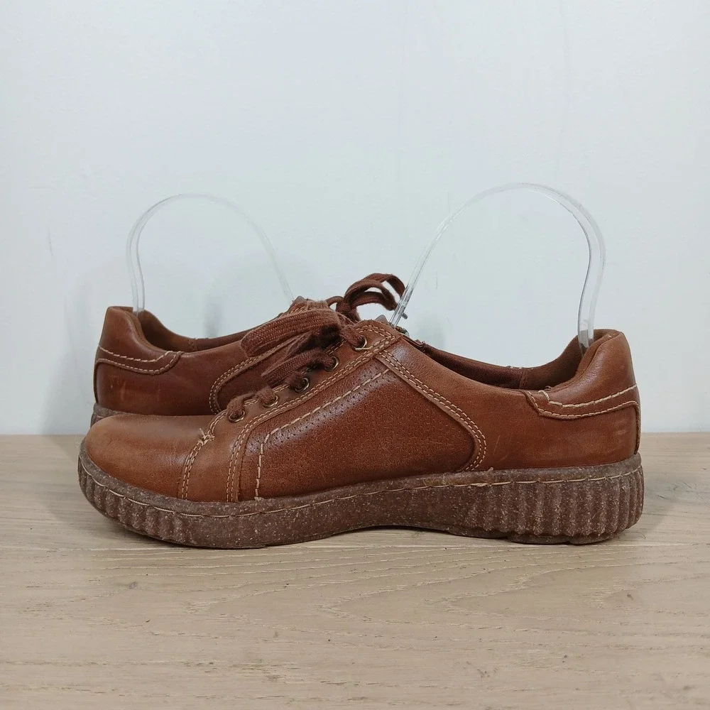 Clarks Collection Sneakers Womens 7 Brown Leather Platform Creeper Comfort Retro